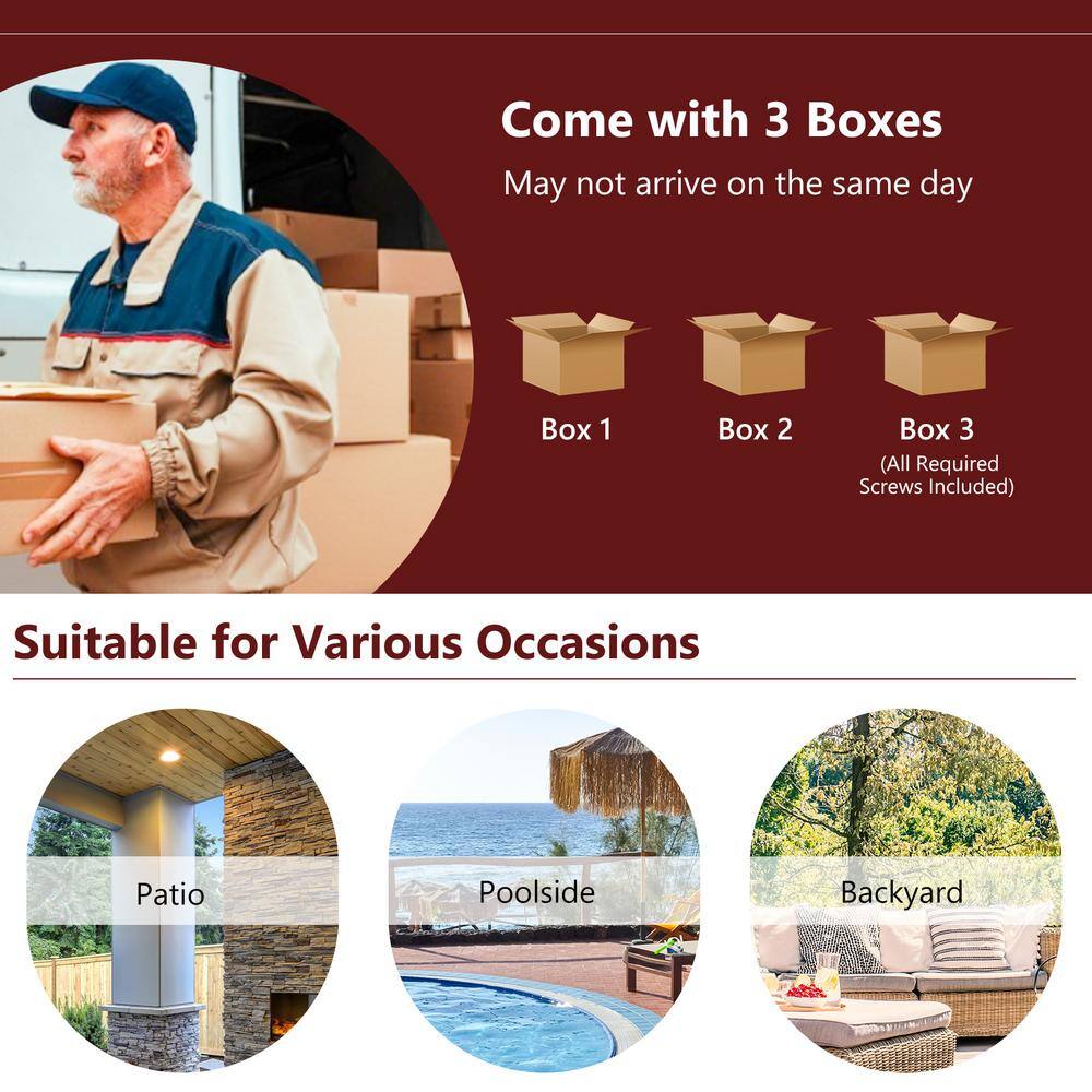 None 4-Piece Wicker Patio Conversation Set Chair Coffee Table Classic Furniture Set with Red Cushions