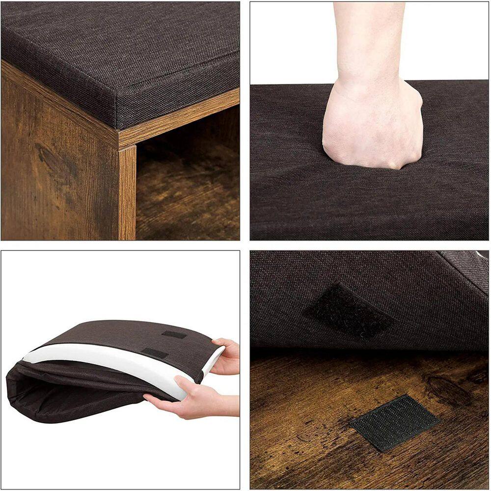 None 18.9 in. H 15-Pair 4-Tier Brown Wood Shoe Rack