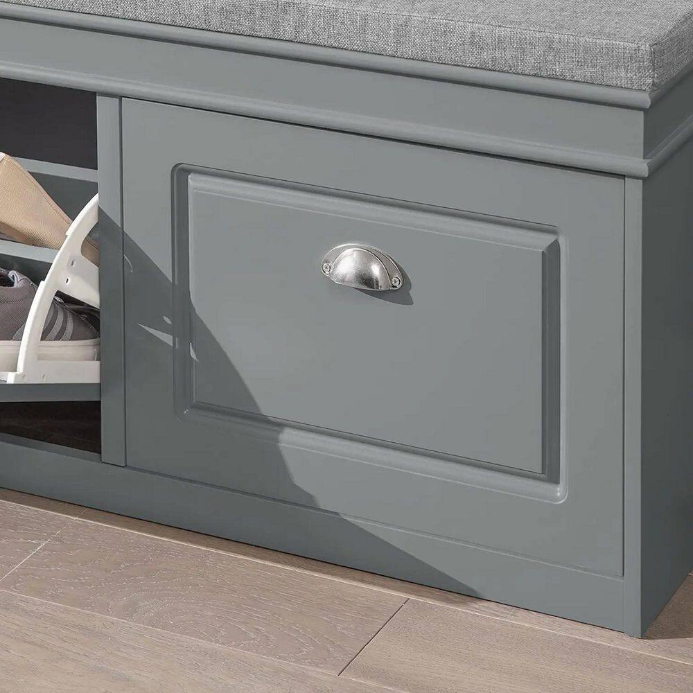 None 20.5 in. H 8-Pair Gray Wood Shoe Rack