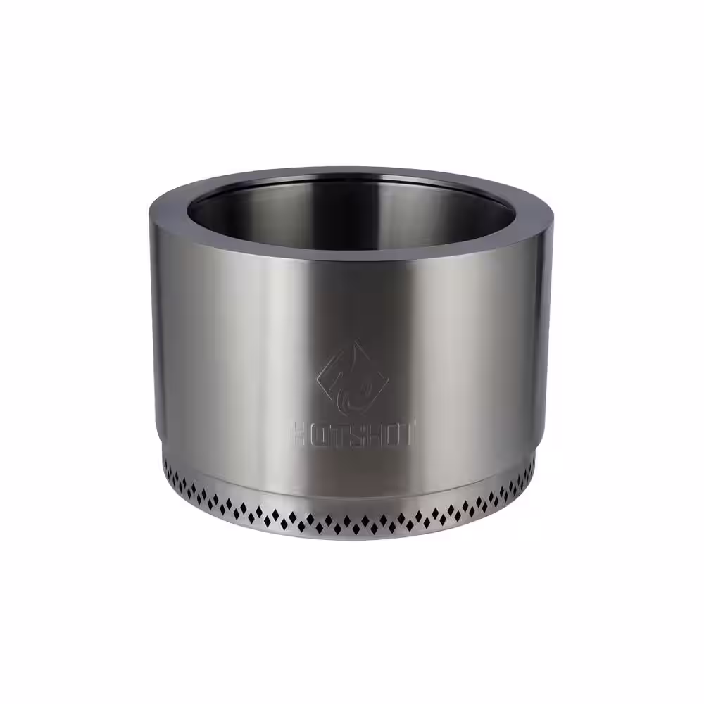 HotShot Homestead Low Smoke 25 in. Round Wood-Burning Fire Pit in Stainless Steel with Cover