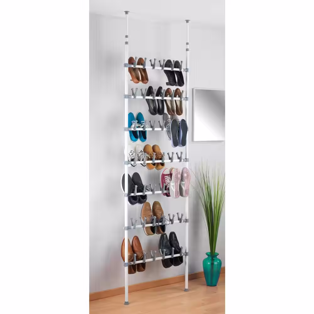 Wenko 39.37 in. H 42-Pair 42-Tier Gray Metal Shoe Rack