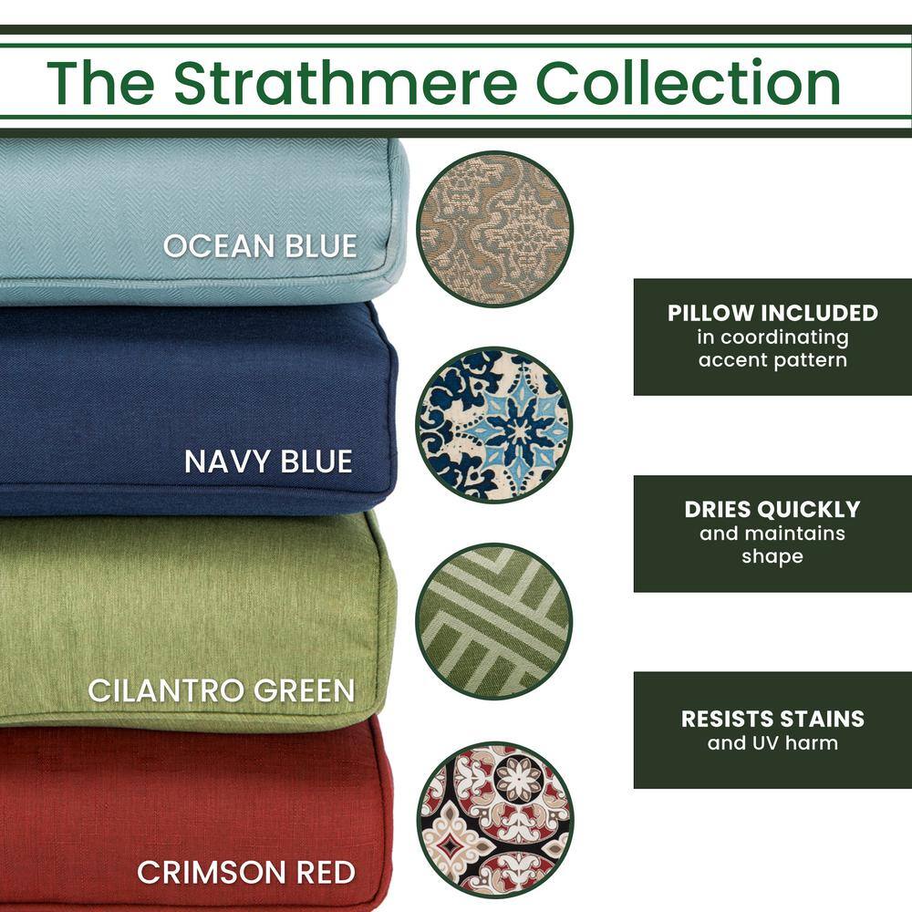 Hanover Strathmere 6-Piece Wicker Patio Conversation Set with Cilantro Green Cushions