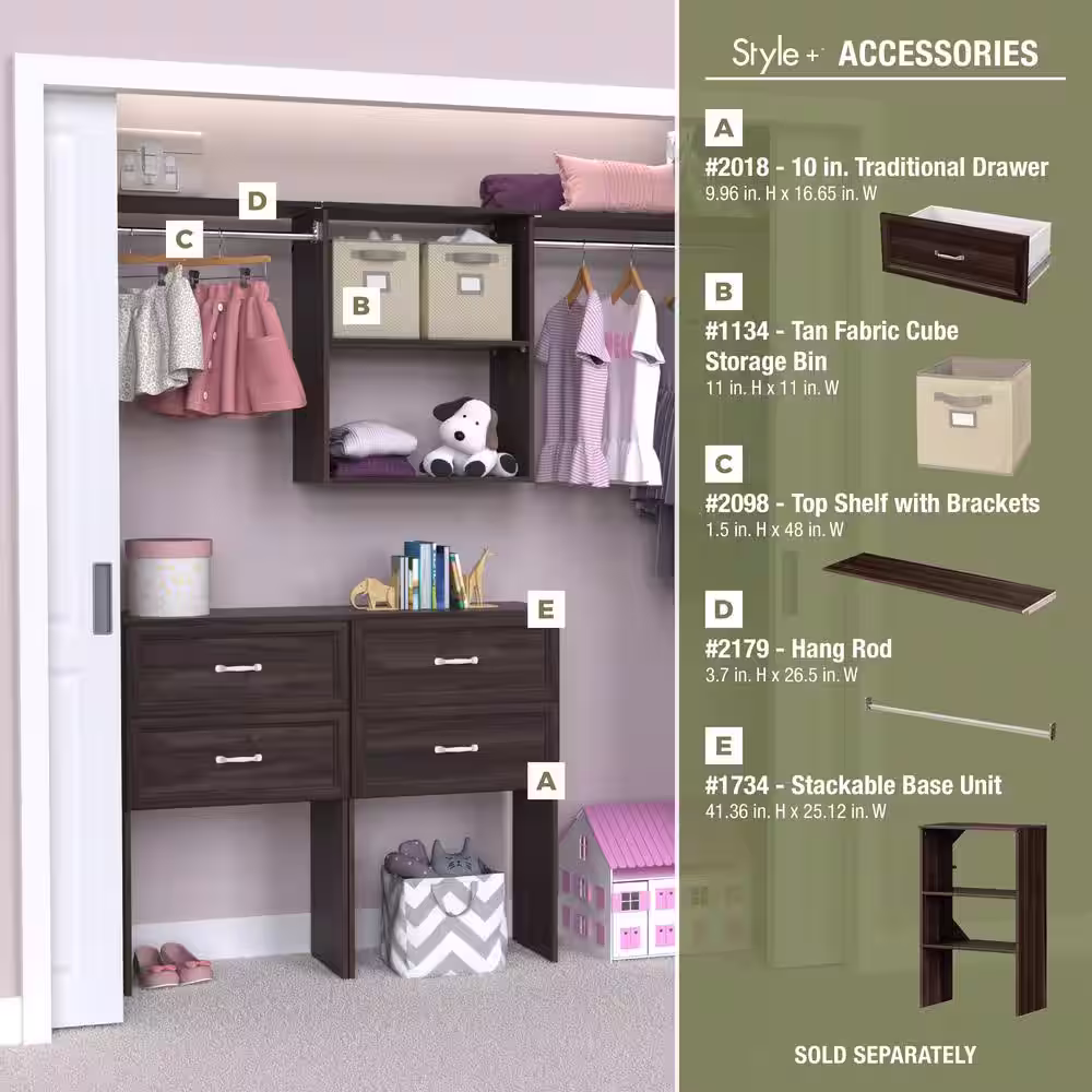 ClosetMaid Style+ 14.59 in. D x 25.12 in. W x 31.28 in. H Modern Walnut Wood Closet System Hanging Tower