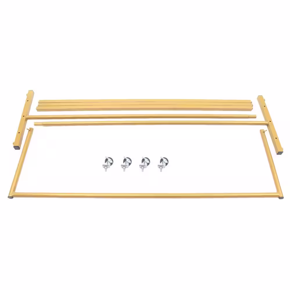 None Freestanding Gold Metal Rolling Clothes Rack & Garment Rack 49 in. W x 63 in. H