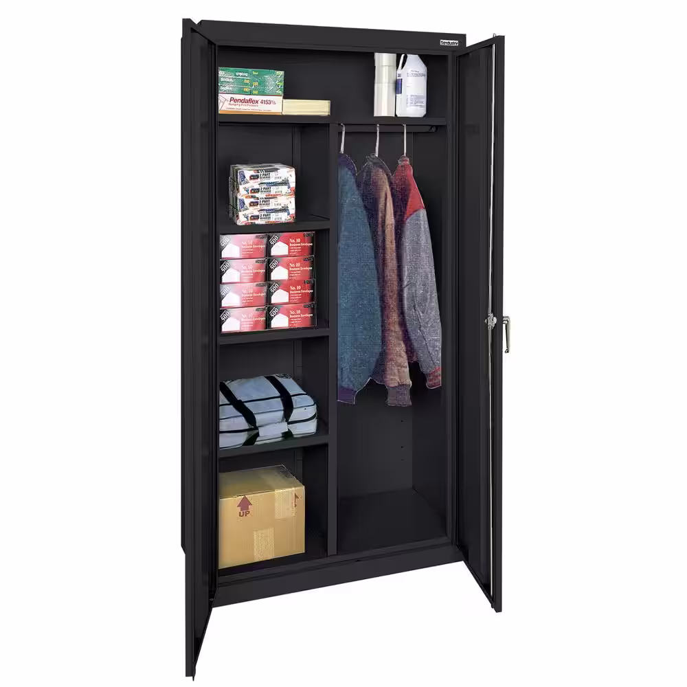 Sandusky Classic Series Steel Combination Cabinet with Adjustable Shelves in Black (72 in. H x 36 in. W x 18 in. D)
