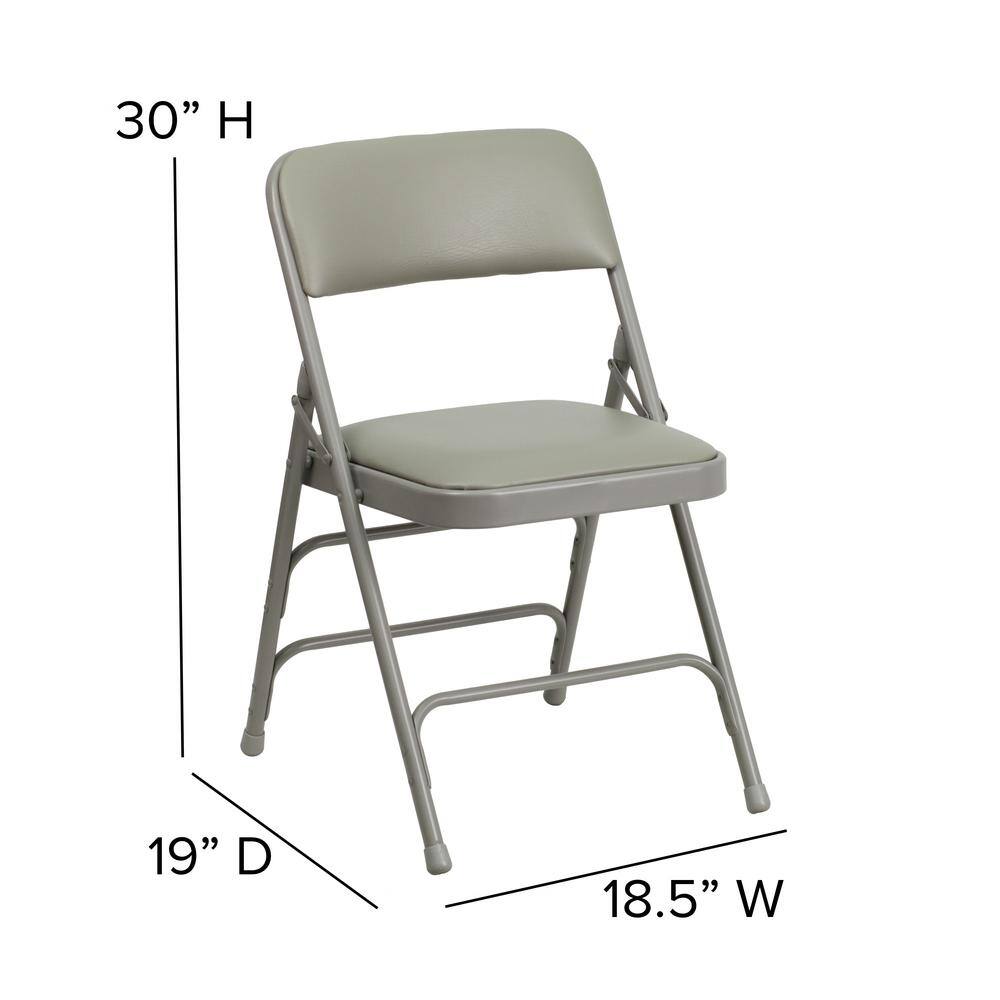 Carnegy Avenue Gray Vinyl/Gray Frame Metal Folding Chair (2-Pack)
