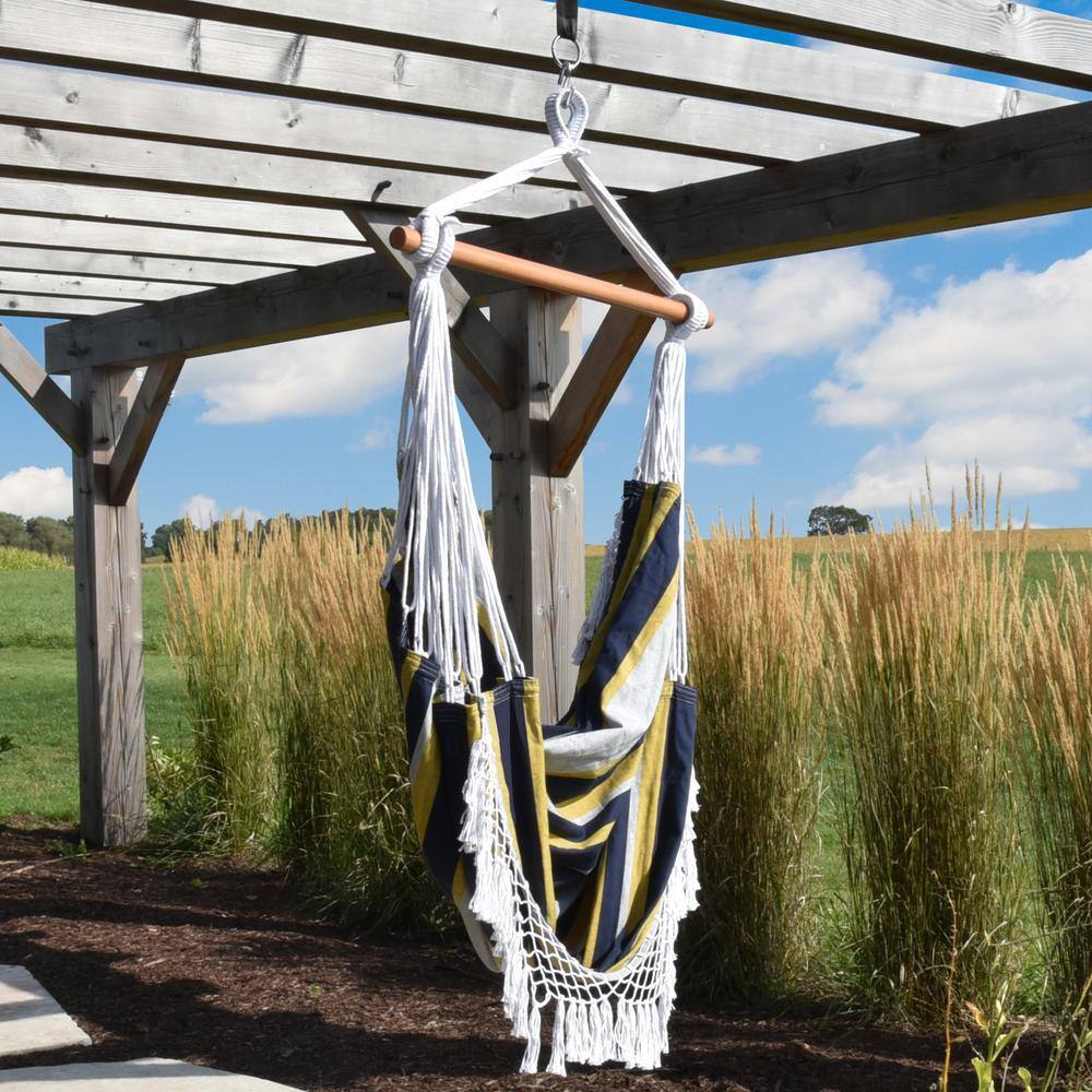 Vivere 2.5 ft. Brazilian Style Cotton Hammock Chair in Serenity Multi-Colors