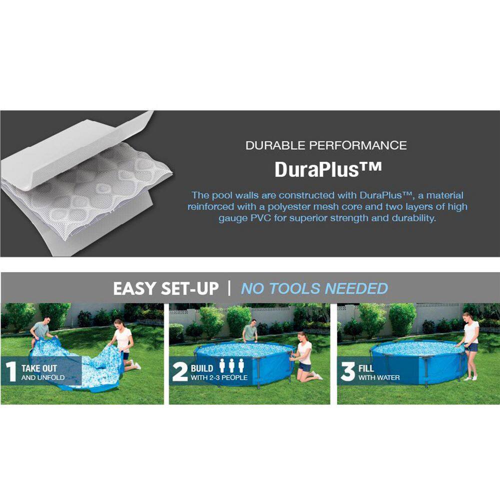 Bestway 15 ft. x 48 in. Round Hard Sided Steel Pro Max Above Ground Pool and API Revive! 32 Oz Clarifier