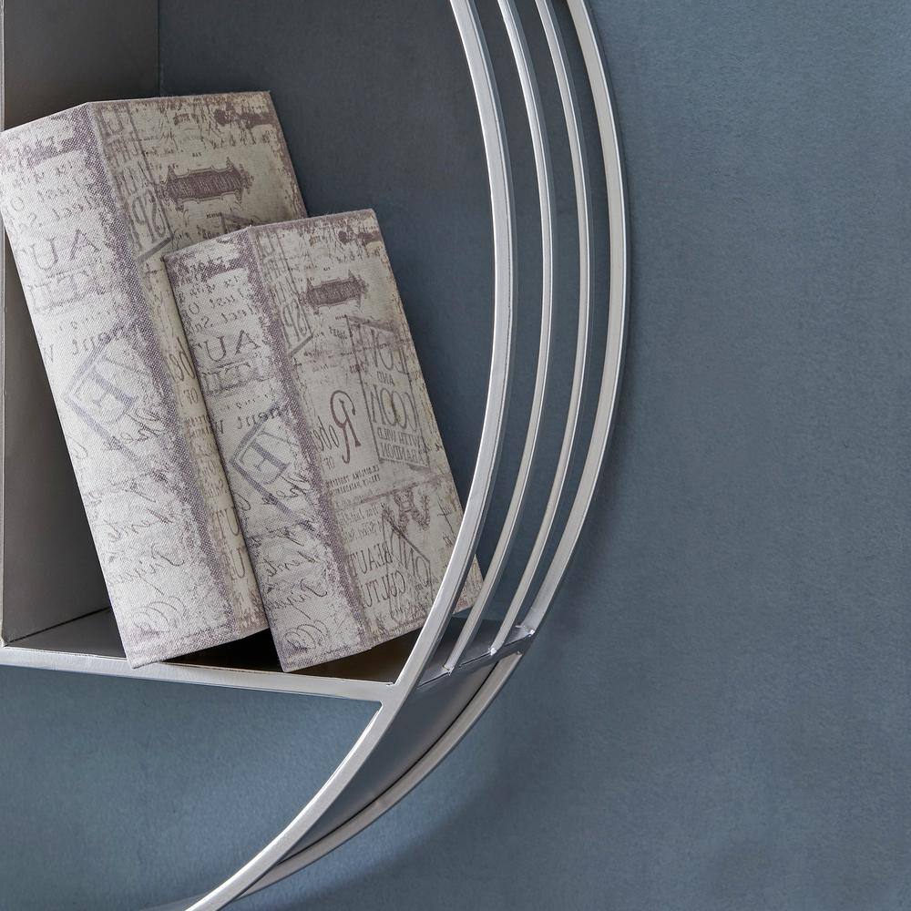 FirsTime & Co. 27.5 x 6 x 27.5 in. Round Metal Silver Brody Industrial Circular Shelf