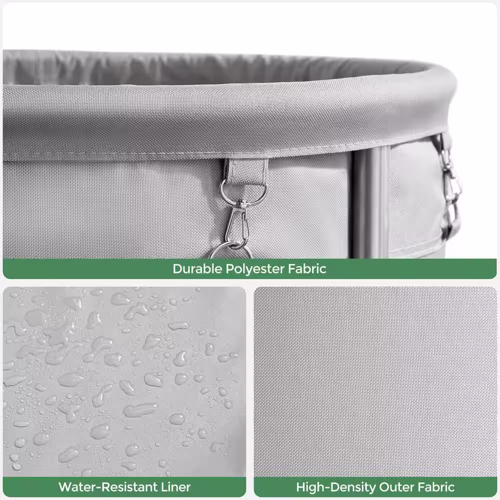None 23.6 in. W x 23.6 in. D x 31.9 in. H Fabric Laundry Basket Hamper with Wheels Gray