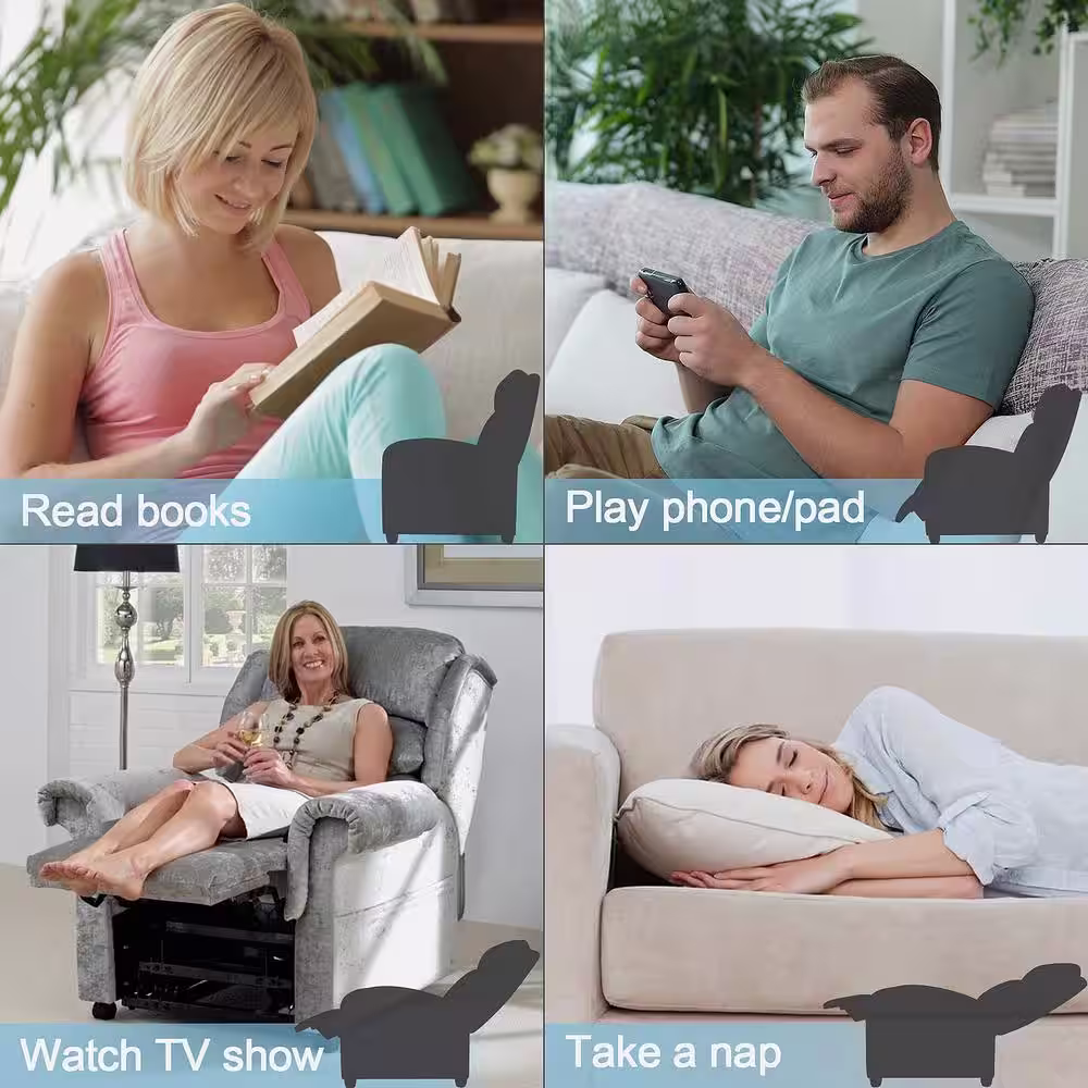 LACOO Black Massage Recliner PU Leather Faux Leather Home Theater Recliner with Padded Seat and Massage Backrest