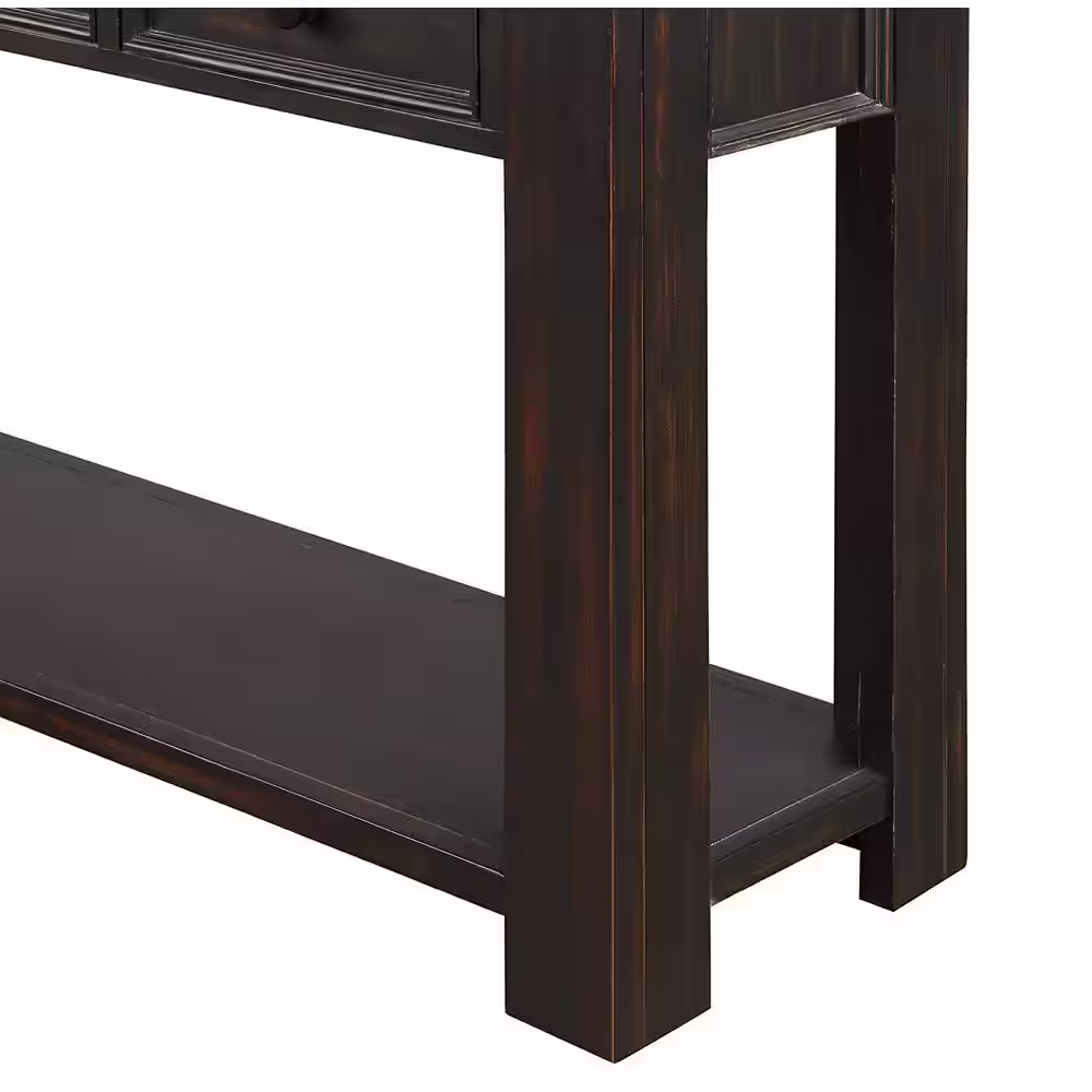 Harper & Bright Designs 64 in. Black Standard Rectangle Wood Console Table with 4-Drawers