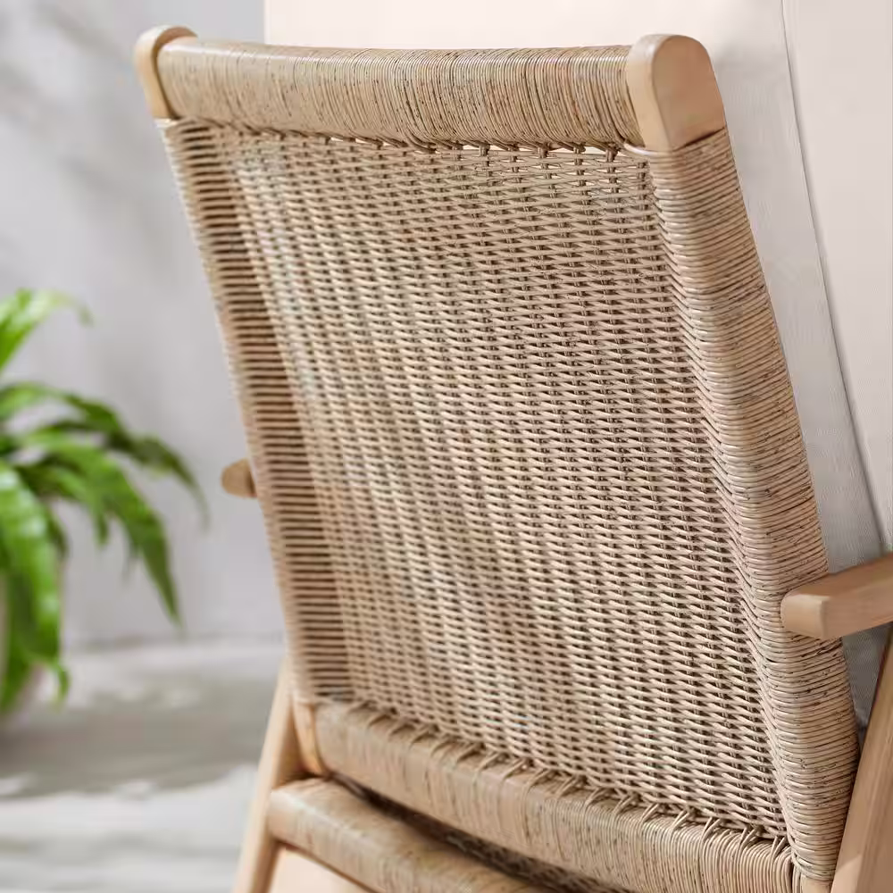 Hampton Bay Laurelwood 3-Piece Eucalyptus Conversation Set with CushionGuard Almond Tan Cushions