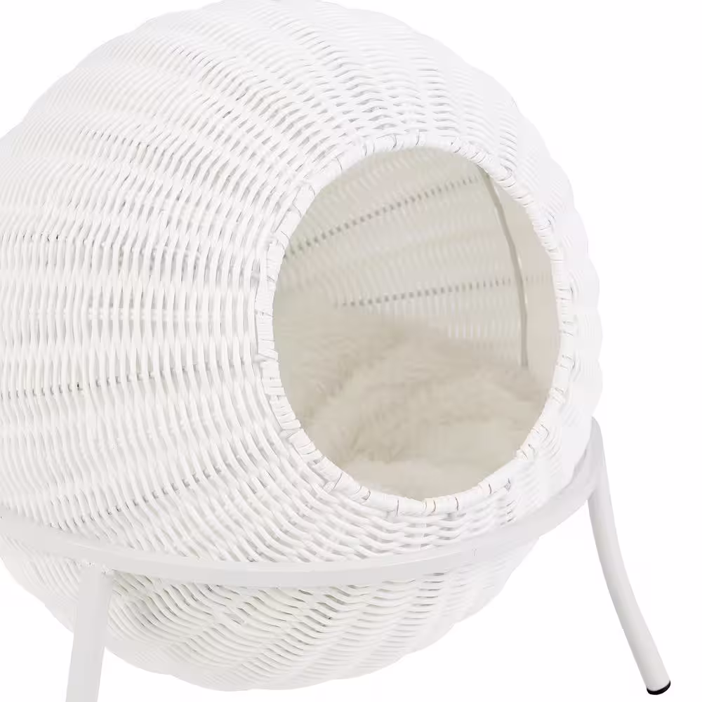 None Nala Wicker Cat Bed Medium in White