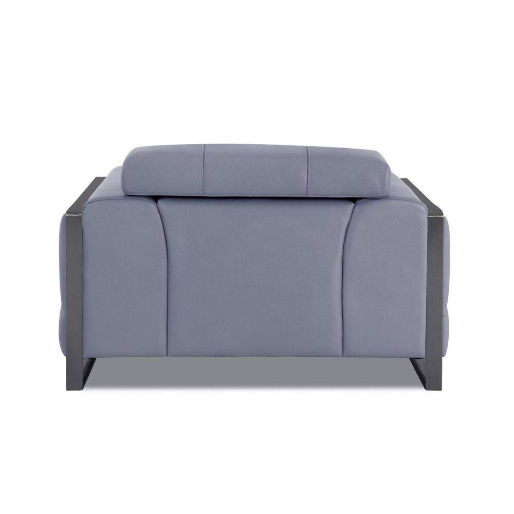 HomeRoots Charlie Blue Leather Arm Chair