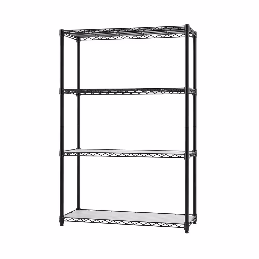 TRINITY Black 4-Tier Steel Wire Shelving Unit (36 in. W x 54 in. H x 14 in. D)
