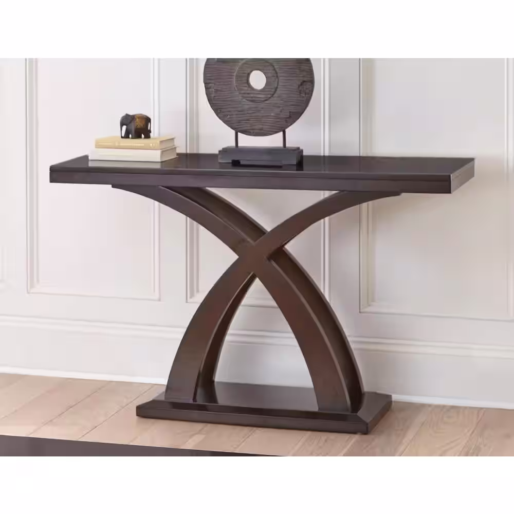 None Jocelyn 48 in. Espresso Cherry Standard Rectangle Wood Console Table