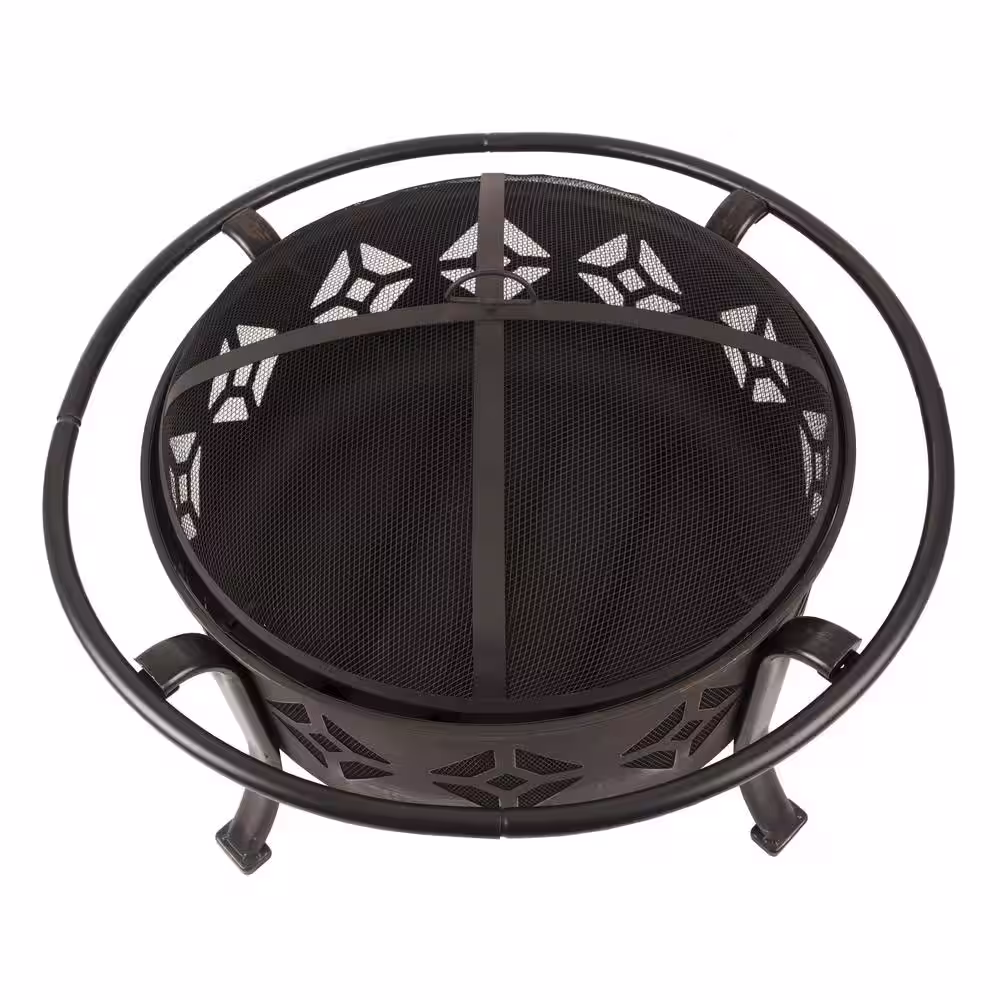 Pleasant Hearth Sunderland Deep Bowl 36 in. x 23 in. Square Steel Wood Fire Pit in Bronze