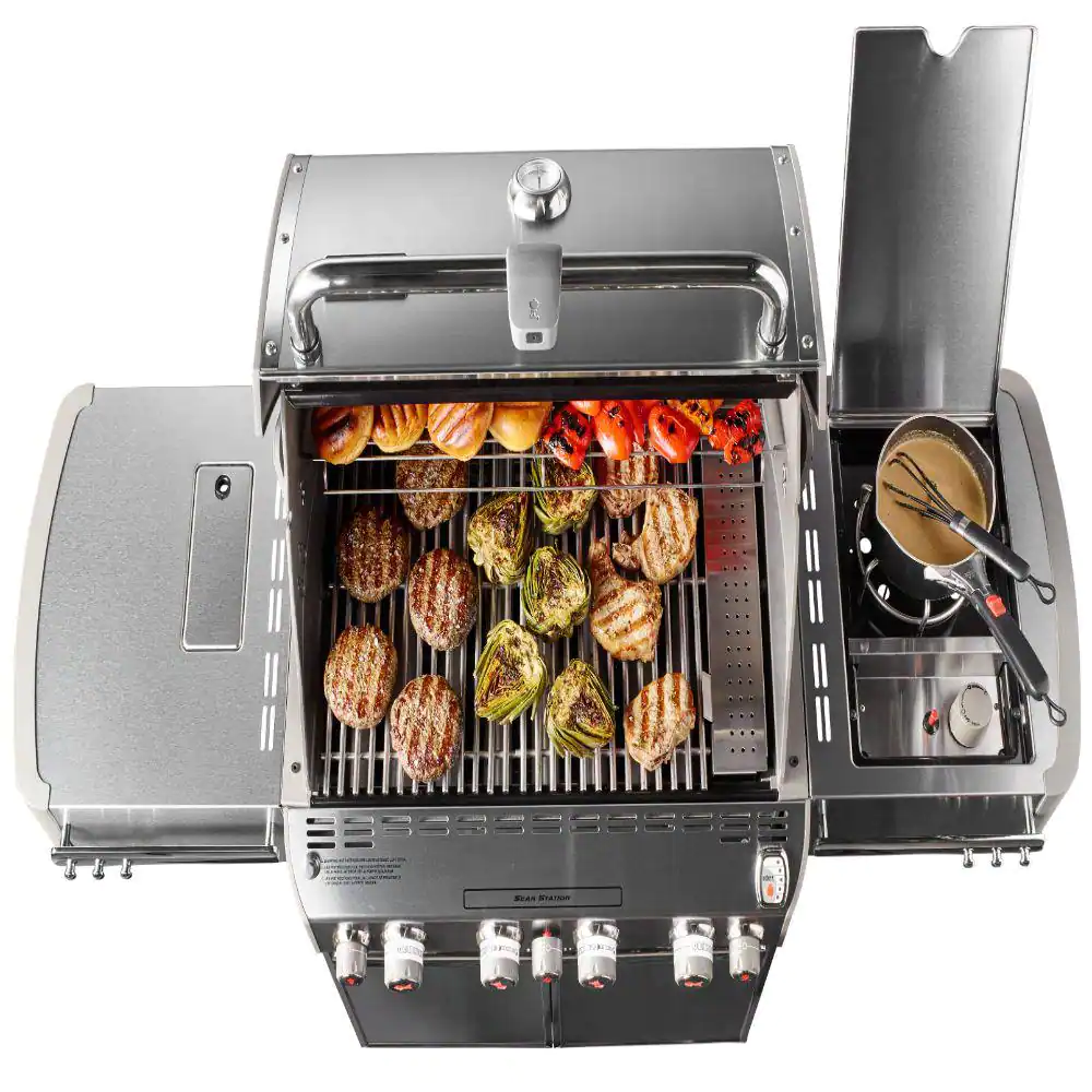 Weber Summit S-470 4-Burner Propane Gas Grill in Stainless Steel with Built-In Thermometer and Rotisserie