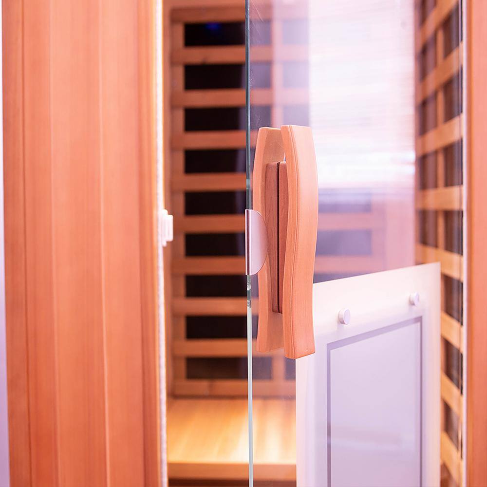 Whatseaso One-Person red cedar far infrared Sauna room 50HZ/120V with Control system & Bluetooth audio system & LED lights