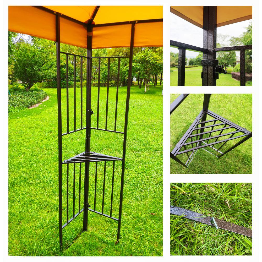 None 10 ft. x 10 ft. Beige Outdoor Patio Gazebo Canopy Tent with Ventilated Double Roof and Mosquito Net