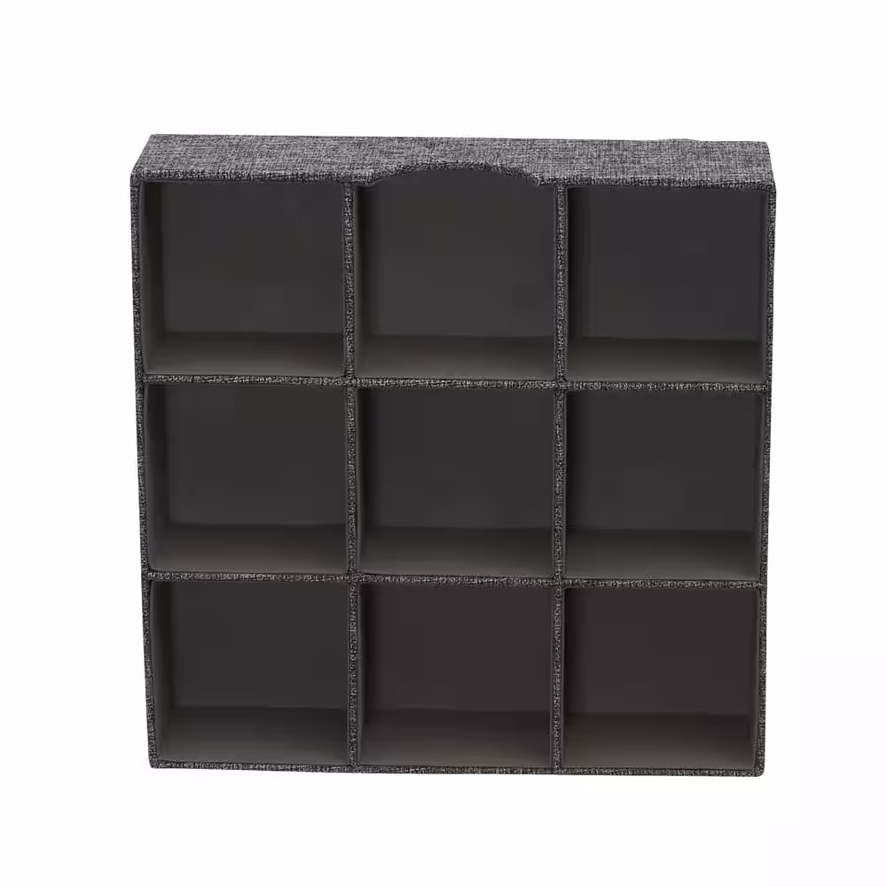 HOUSEHOLD ESSENTIALS 12 in. W x 3 in. H Graphite Linen 1 Drawer Unit 9 Section Hard-Sided Trays (2-Pack)