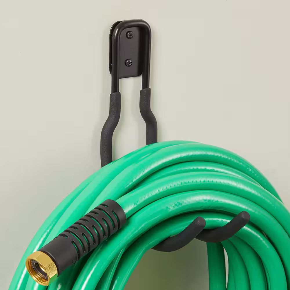 Husky 40 lbs. Heavy-Duty Wall-Mounted Black Vinyl-Coated Steel Utility Hook with Mounting Hardware