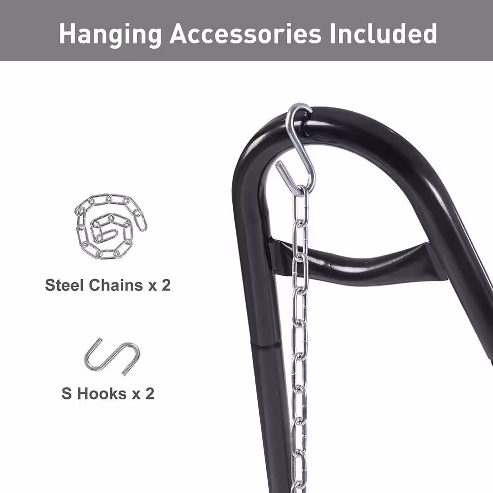 Atesun 10 ft. Metal Hammock Stand, 475 lbs. Capacity in Black