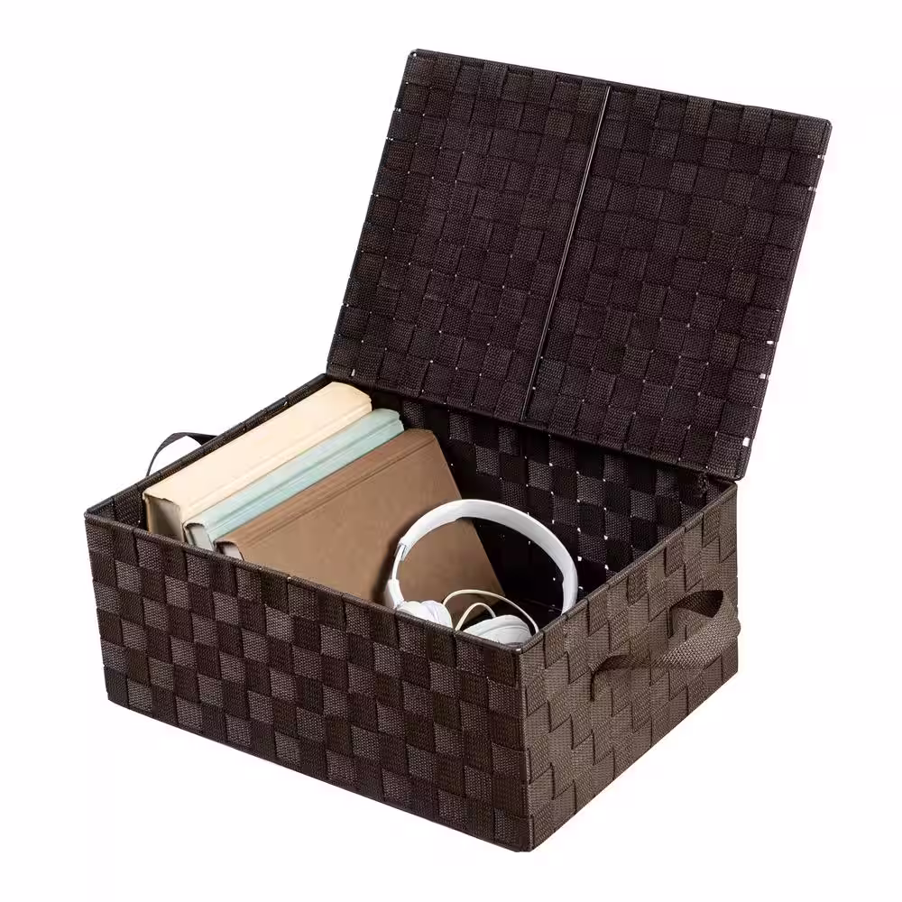 Honey-Can-Do 7 in. H x 17 in. W x 12 in. D Brown Fabric Cube Storage Bin