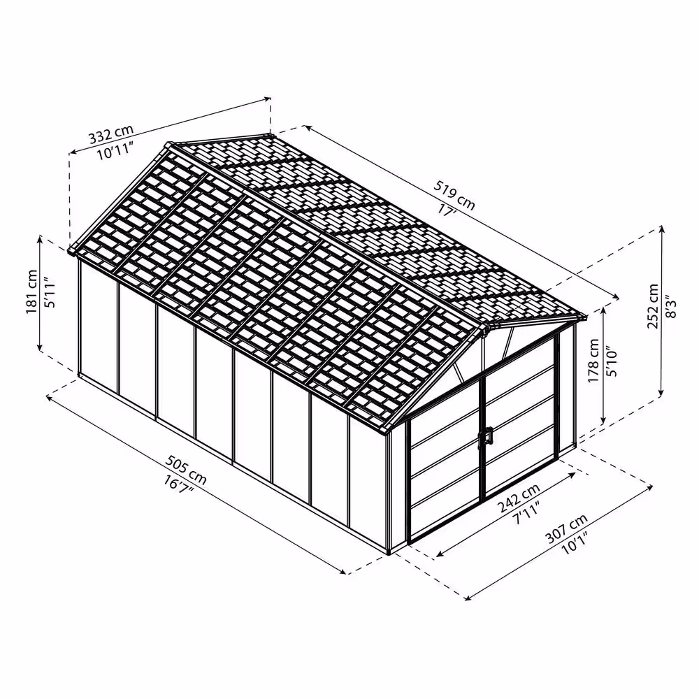 CANOPIA by PALRAM Yukon 11 ft. x 17 ft. Dark Gray Garage Shed