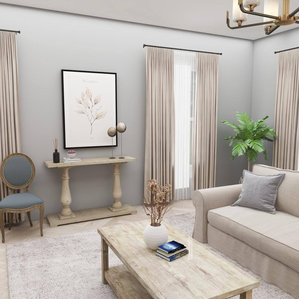 Litton Lane 48 in. White Extra Large Rectangle Wood Console Table with Distressed Accents