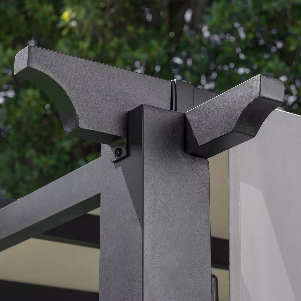 Hanover 8 ft. x 10 ft. Metal Pergola with an Adjustable Gray Canopy