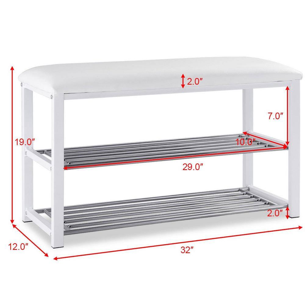 Boyel Living 19 H 6-Pair 2-Tier White Metal Shoe Rack
