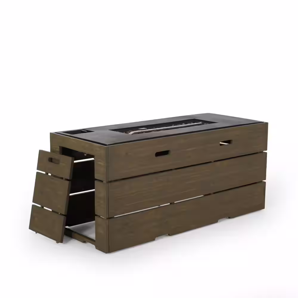 Noble House Barnsley Gray Rectangular Wood Fire Pit Table