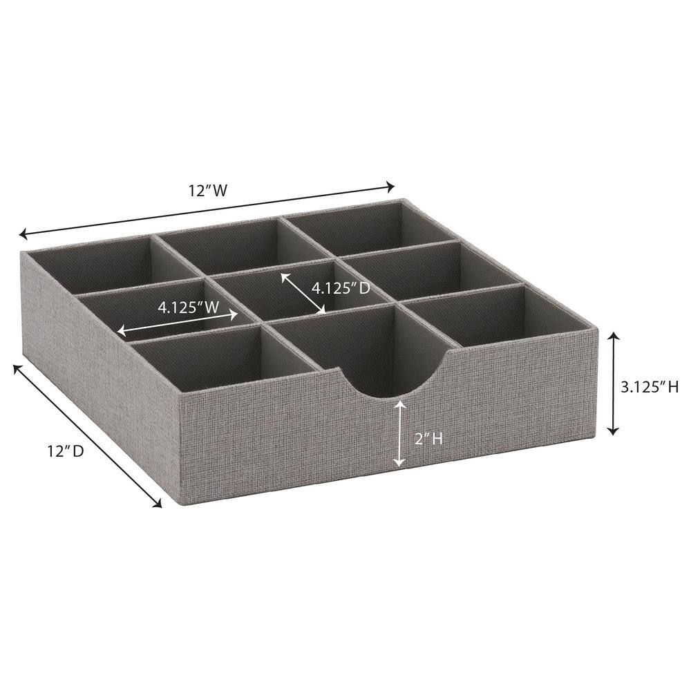 HOUSEHOLD ESSENTIALS 12 in. W x 3 in. H Square 9 Section Hardsided Tray in Silver