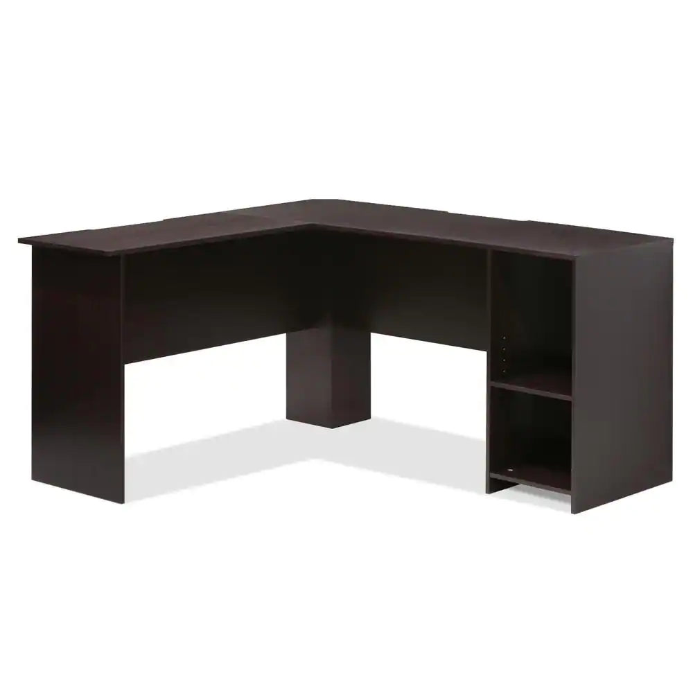 Furinno 54 in. L-Shaped Espresso Computer Desk with Shelves