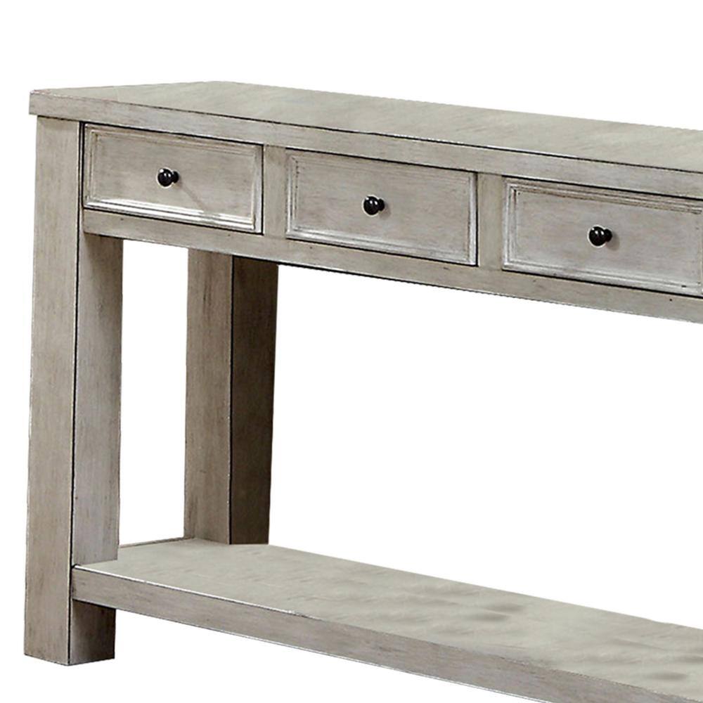 Benjara 64 in. White Standard Rectangle Wood Console Table with 4-Drawers
