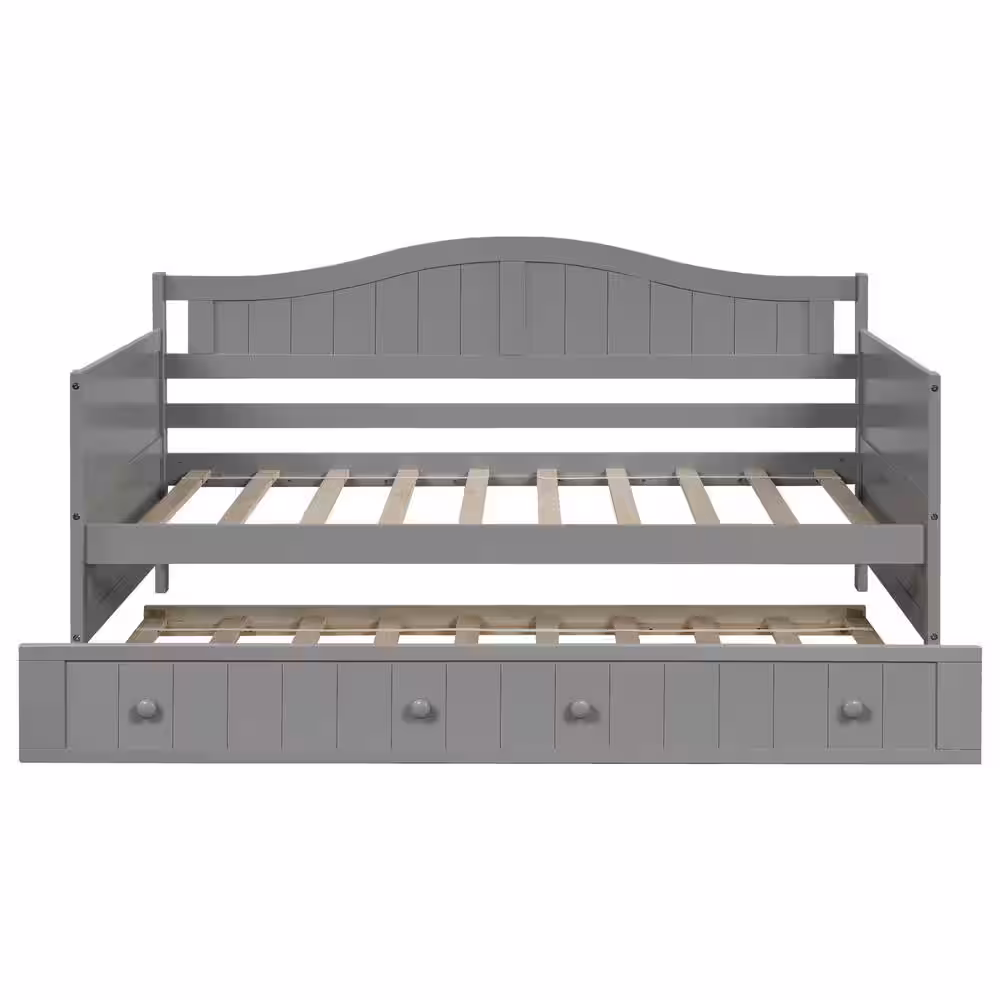 Harper & Bright Designs Gray Twin Wood Daybed with Trundle