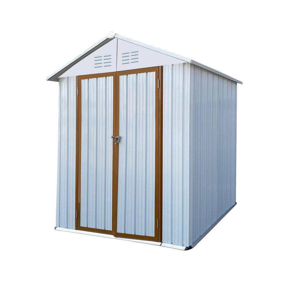 Nestfair White 6 ft. W x 4 ft. D Apex Roof Outdoor Storage Metal Shed with Double Doors (24 Sq. ft.)