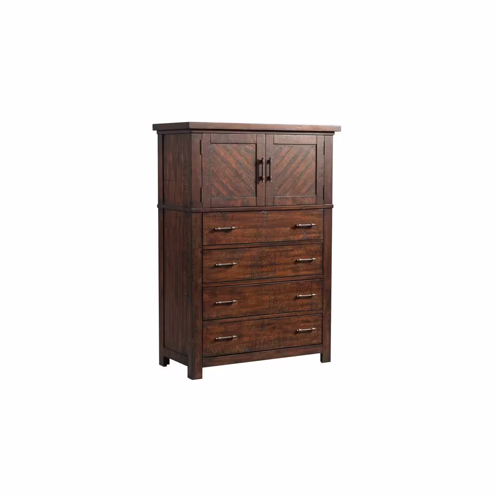 None Dex Walnut 4-Drawer Chest of Drawers