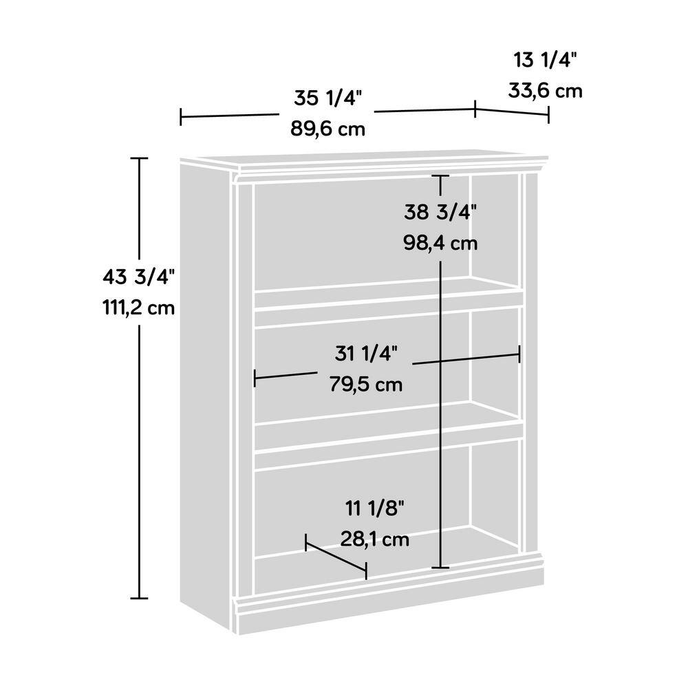 SAUDER 43 in. White Plank Engineered Wood 3-Shelf Bookcase