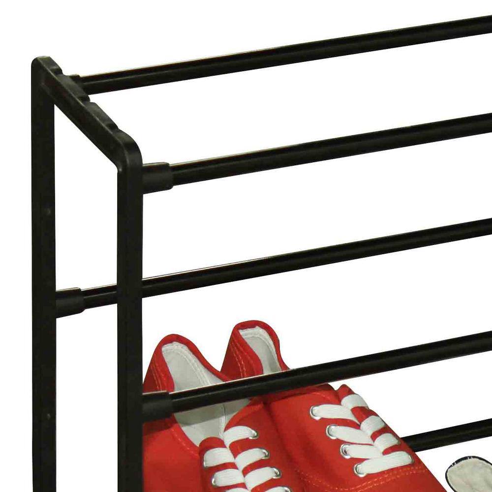 Home Basics 19.5 H 12-Pair 4-Tier Black Steel Shoe Rack