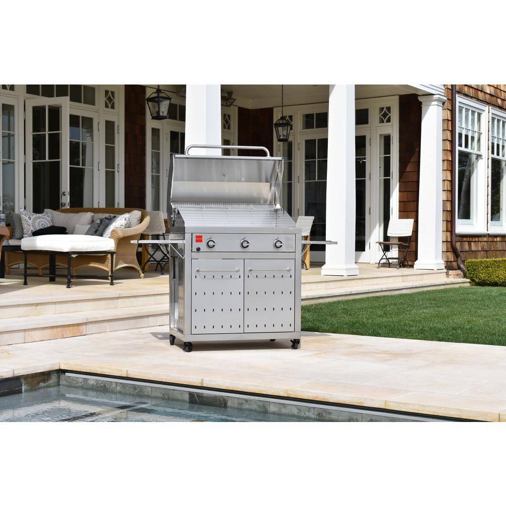 Fuego Premium 3-Burner Natural Gas Grill in 304 Stainless Steel