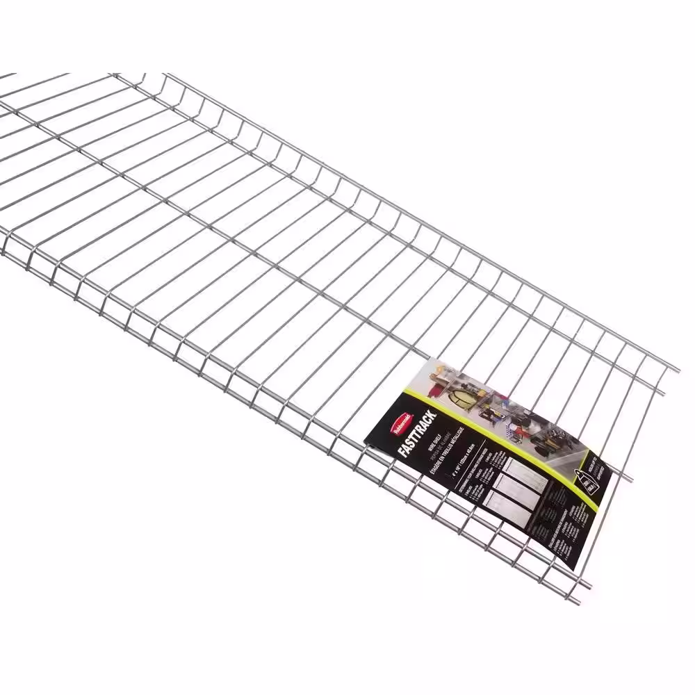 Rubbermaid FastTrack 16 in. x 48 in. Steel Garage Wall Shelving in Silver (2-Pack)