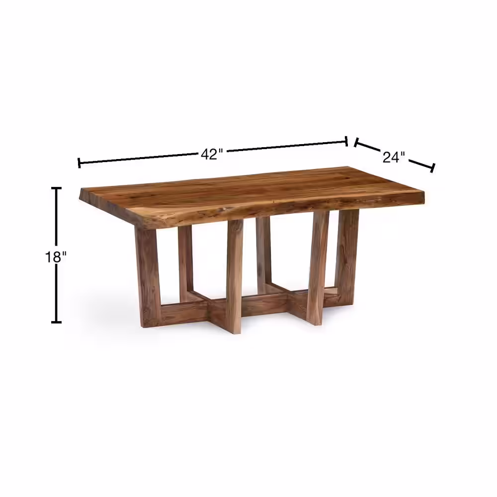 Alaterre Furniture Berkshire 42 in. Natural Large Rectangle Wood Coffee Table with Live Edge