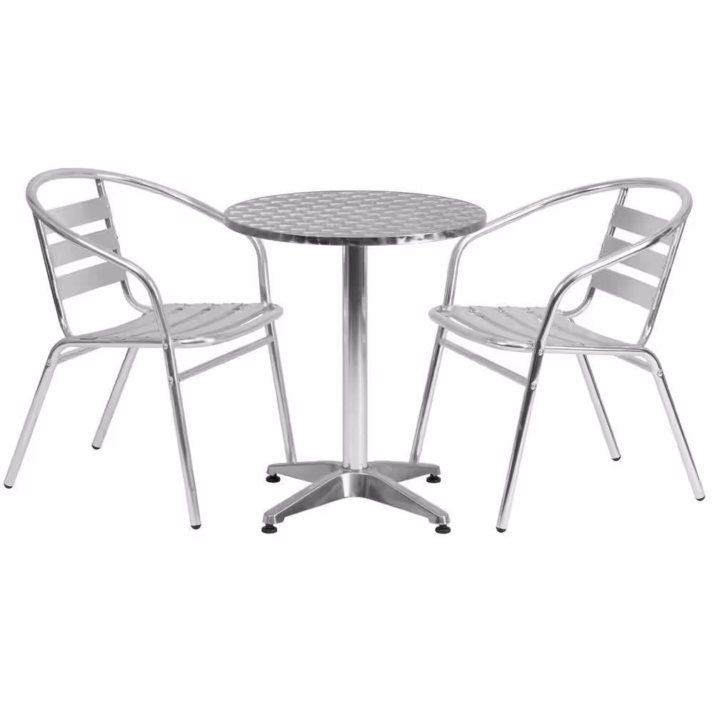 Carnegy Avenue 3-Piece Metal Round Outdoor Bistro Set in Aluminum