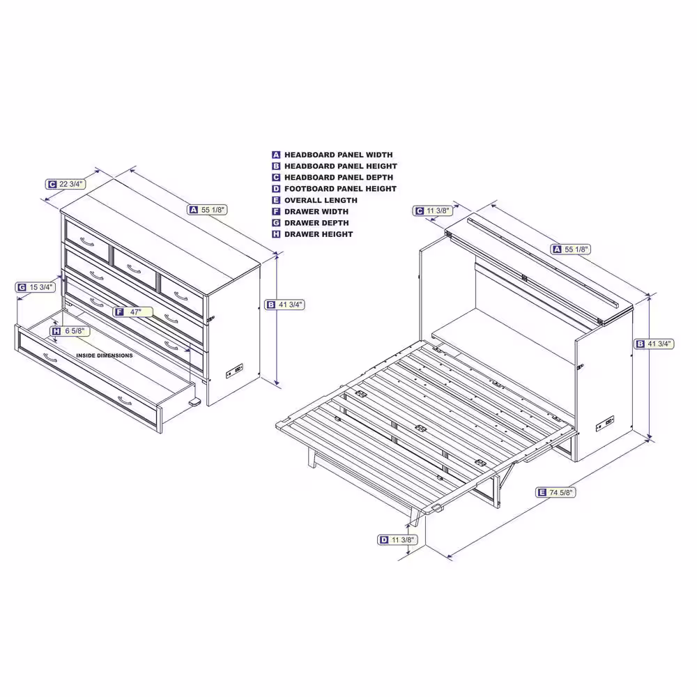 AFI Deerfield Murphy Bed Chest Full Walnut with Charger
