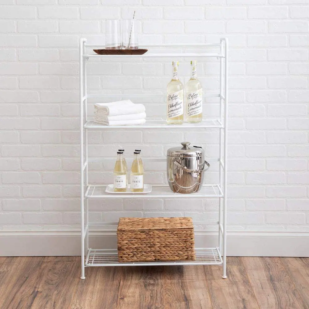 Flipshelf White 4-Tier Metal Wire Shelving Unit (26.75 in. W x 43 in. H x 12 in. D)