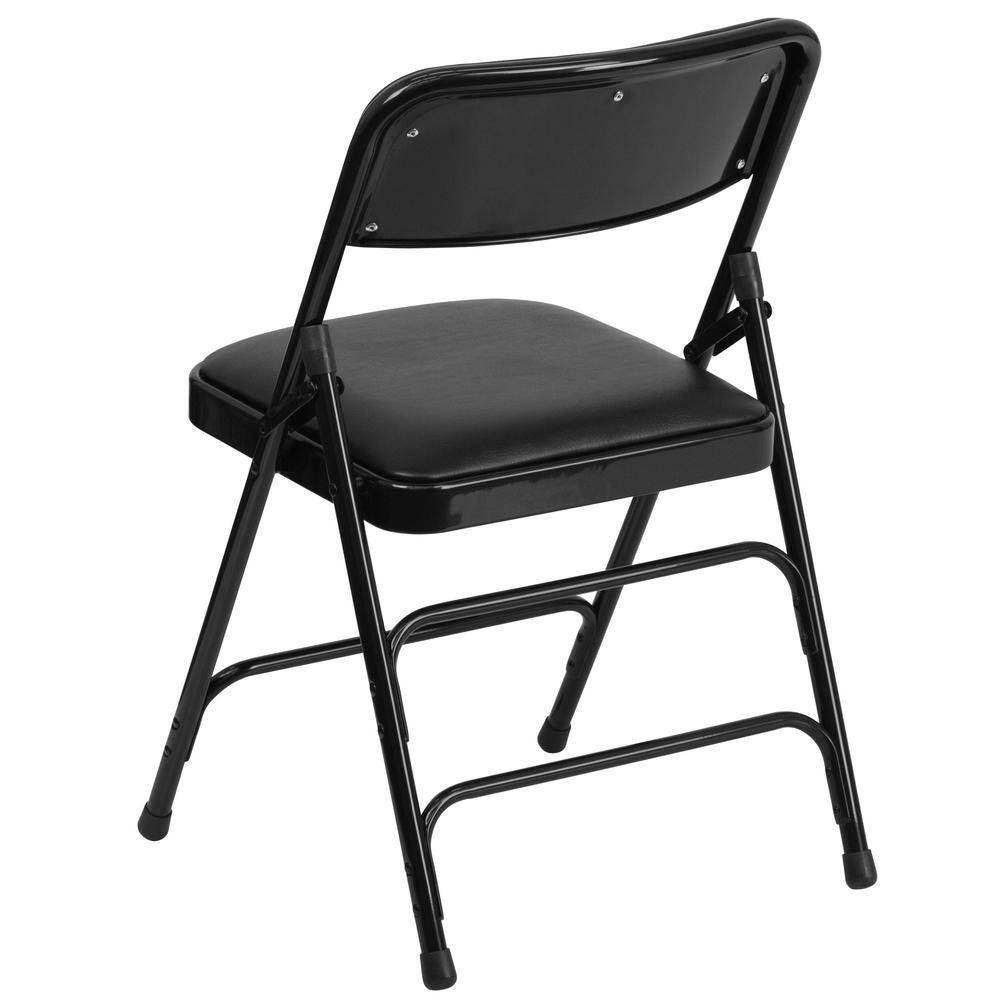 Carnegy Avenue Black Vinyl/Black Frame Metal Folding Chair (2-Pack)