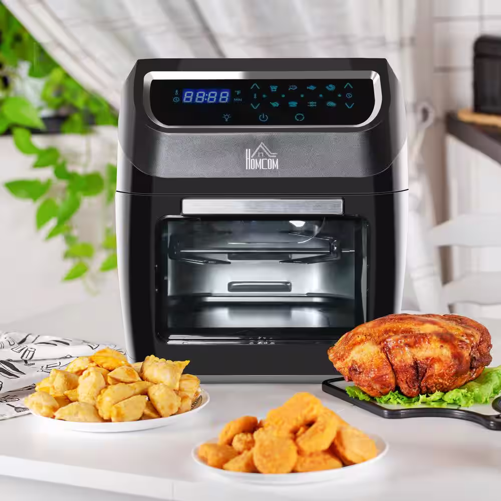 HOMCOM 12 qt. Oven Black 8 in. 1-Countertop Air Fryers Oven Combo with Air Fry, Roast, Broil, Bake and Dehydrate